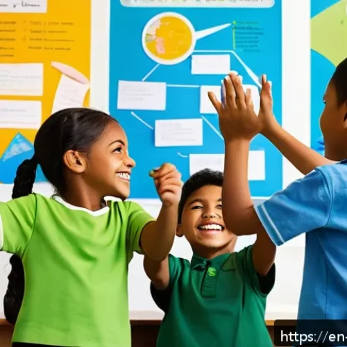 Home 32 언어적 편향의 교육적 접근 - A vibrant, modern classroom scene showing a diverse group of elementary school students engaged in a...