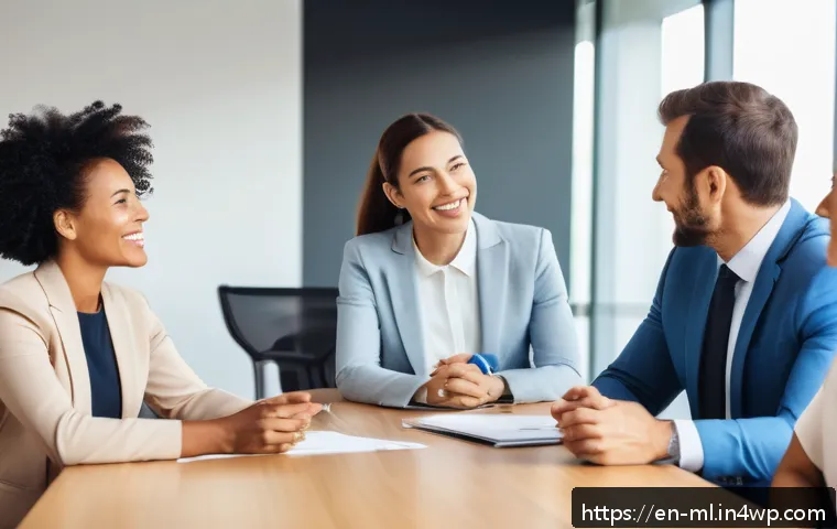 언어적 편향 인식을 위한 자가 진단 체크리스트 - A diverse group of professional colleagues in a modern office setting engaging in a respectful conve...